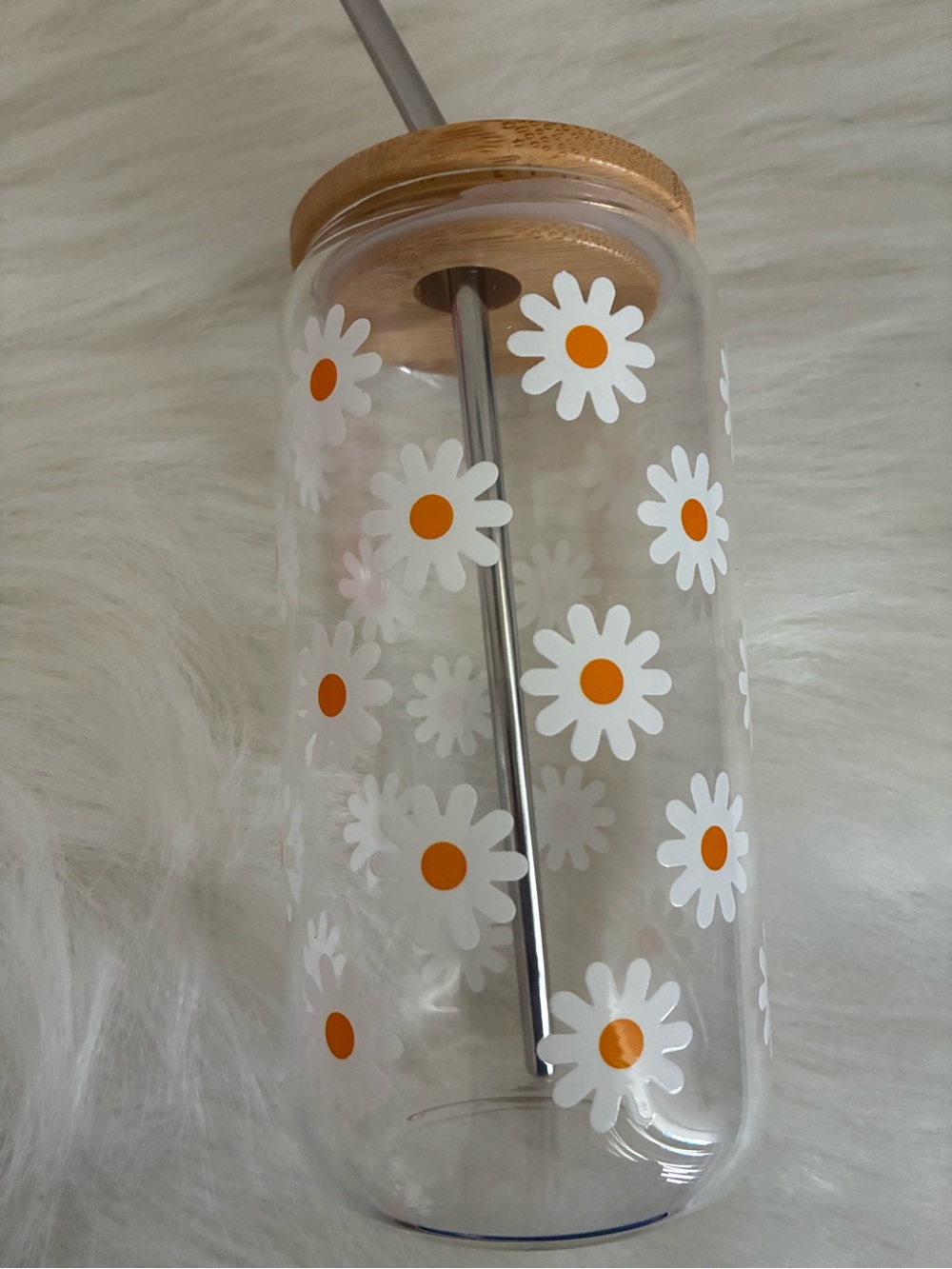 FREE IN BUNDLE Daisy jar with metal straw - Picture 2 of 3